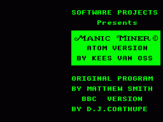 Manic Miner Screenshot 9 (Acorn Atom)