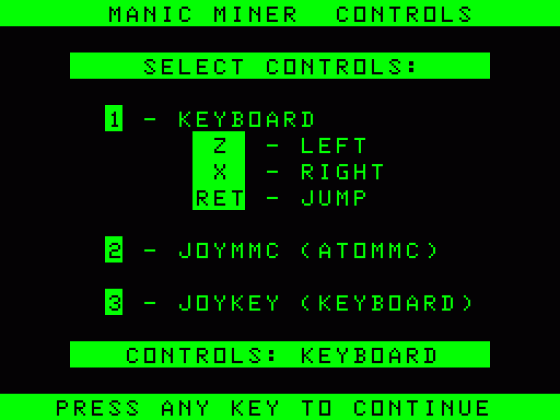 Manic Miner Screenshot 11 (Acorn Atom)