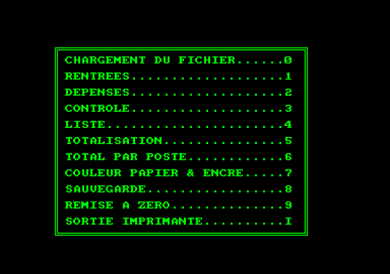 Gestion Familiale Screenshot 1 (Amstrad CPC464)