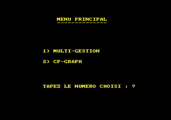 Multi Gestion Et Cpgraph Screenshot 1 (Amstrad CPC464)