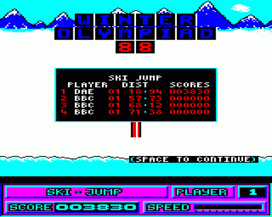 Winter Olympiad '88 Screenshot 25 (BBC B/B+/Master 128)