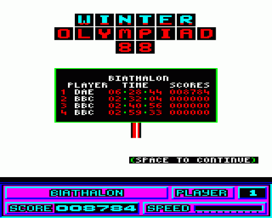 Winter Olympiad '88 Screenshot 39 (BBC B/B+/Master 128)