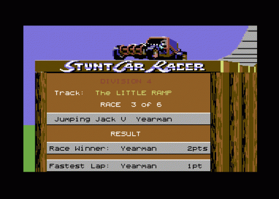 Stunt Car Racer Screenshot 15 (Commodore 64/128)