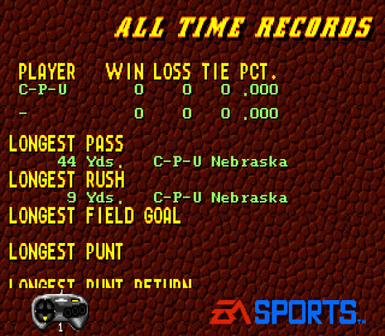 College Football USA 96 Screenshot 14 (Sega Genesis)