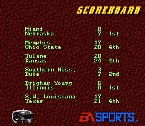 College Football USA 96 Screenshot 16 (Sega Genesis)