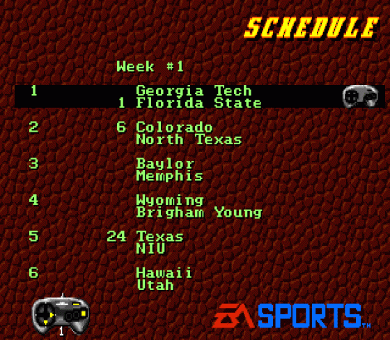 College Football USA 96 Screenshot 18 (Sega Genesis)