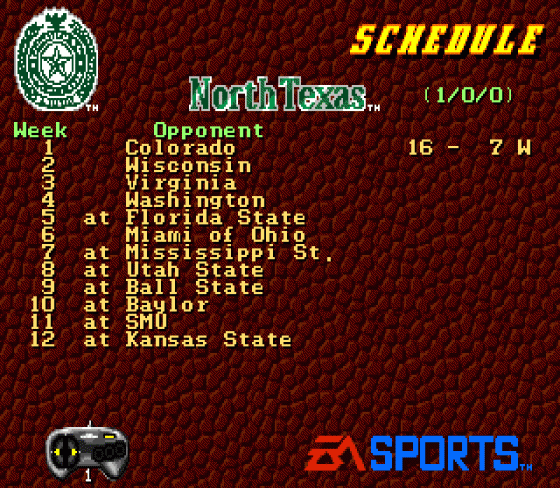 College Football USA 96 Screenshot 19 (Sega Genesis)