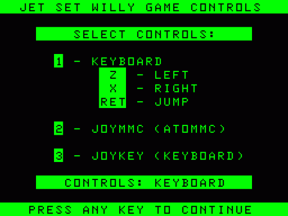 Jet Set Willy Screenshot 8 (Acorn Atom)