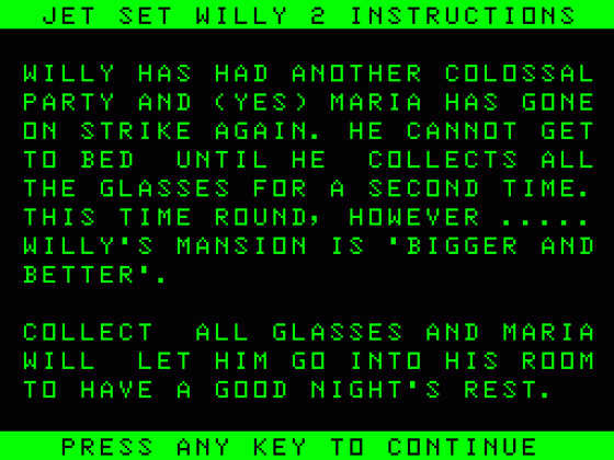 Jet Set Willy II Screenshot 7 (Acorn Atom)