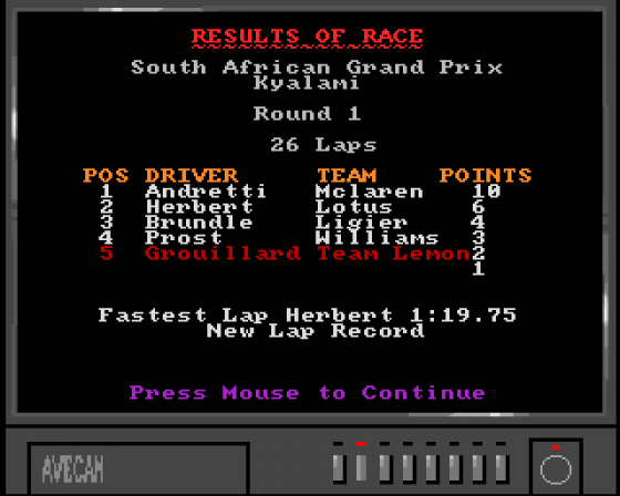 Grand Prix Manager Screenshot 14 (Amiga 500)