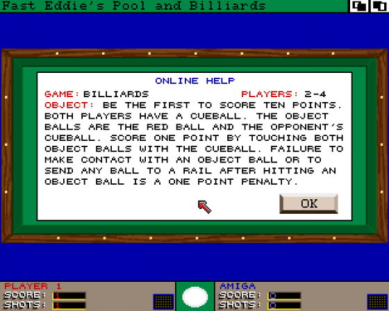 Fast Eddie's Pool and Billiards Screenshot 6 (Amiga 500)