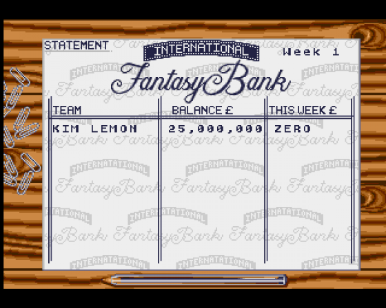 Fantasy Manager: The Computer Game Screenshot 5 (Amiga 500)