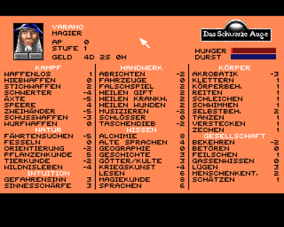 Schwarze Auge, Das: Die Schicksalsklinge Screenshot 22 (Amiga 500)