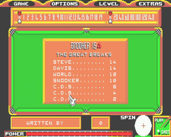 Steve Davis World Snooker Screenshot 11 (Amiga 500)