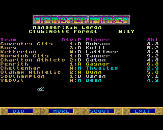 Multi-Player Soccer Manager Screenshot 7 (Amiga 500)