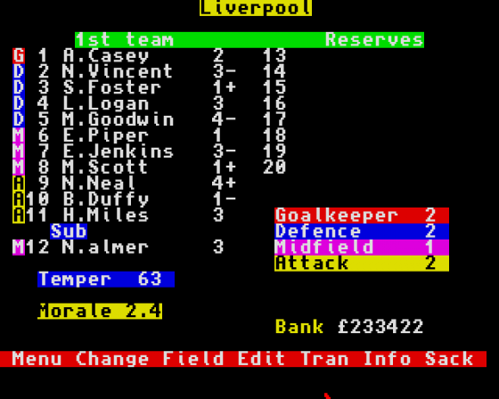 Football Director II: Revamped Screenshot 10 (Amiga 500)