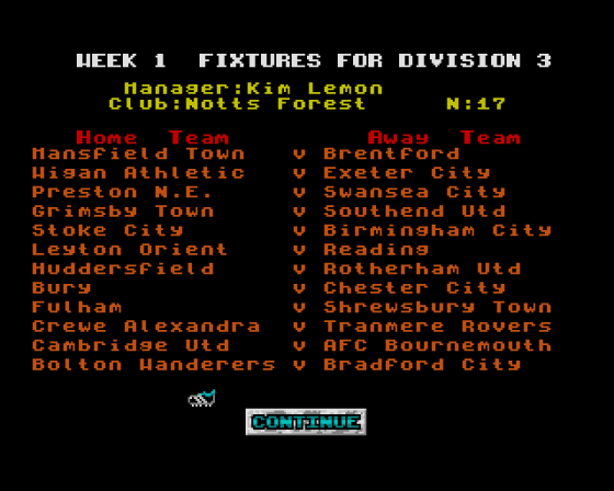 Multi Player Soccer Manager Screenshot 5 (Amiga 500)