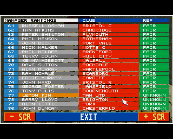 Championship Manager '93 Screenshot 5 (Amiga 500)