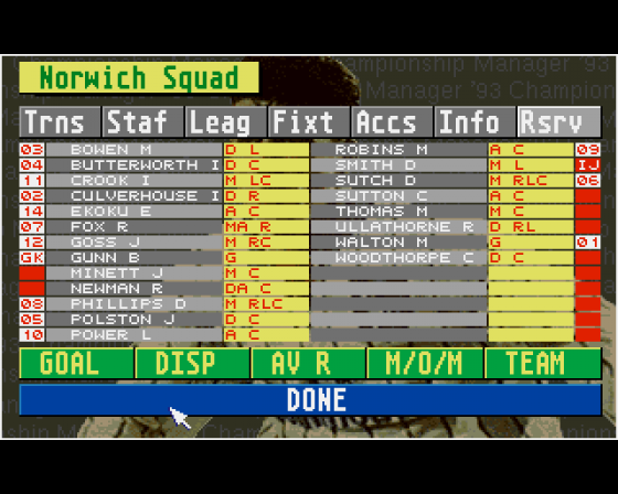 Championship Manager '93 Screenshot 7 (Amiga 500)