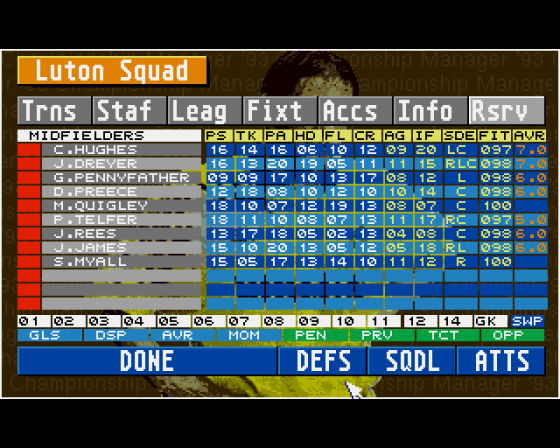 Championship Manager '93 Screenshot 10 (Amiga 500)