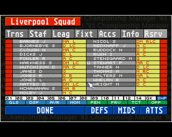 Championship Manager '94 Screenshot 5 (Amiga 500)