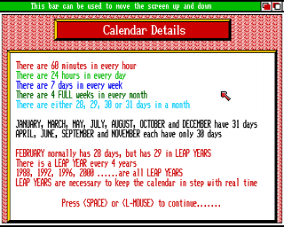 Calendar Quiz Screenshot 6 (Amiga 500)