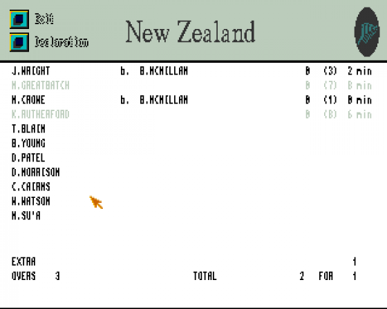 ITS Cricket: International Test Series (1995 Edition) Screenshot 21 (Amiga 500)