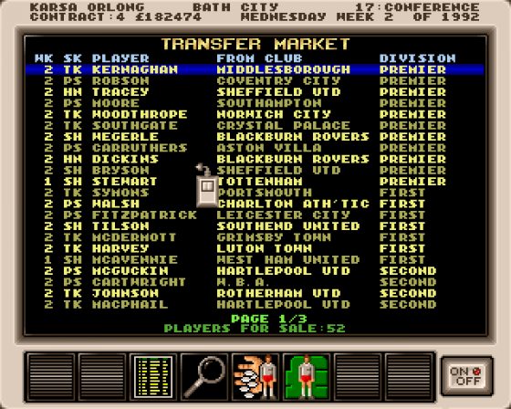 Premier Manager Screenshot 12 (Amiga 500)