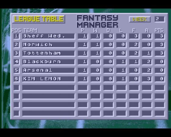 David Baddiel & Frank Skinner: Fantasy Manager 95/96 Screenshot 9 (Amiga 500)