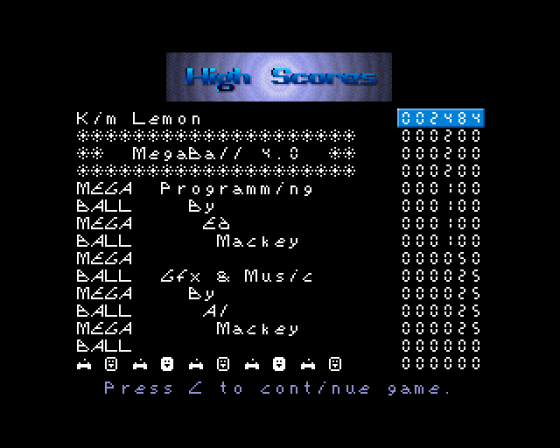 MegaBall v4.0 Screenshot 10 (Amiga 500)