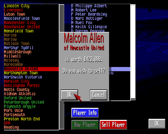 Manchester United: The Double Screenshot 8 (Amiga 500)