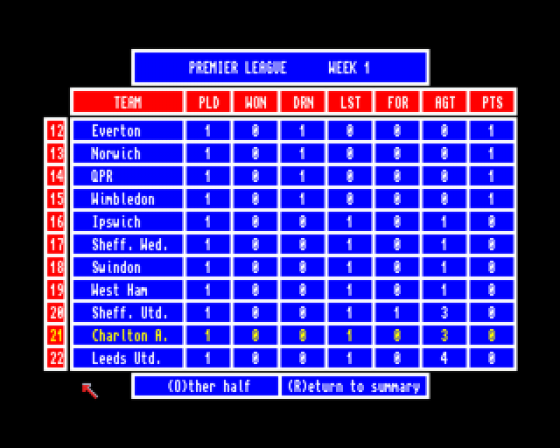 Premier Soccer Screenshot 5 (Amiga 500)