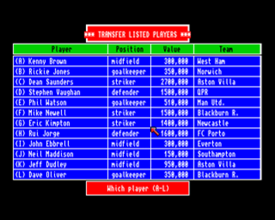 Premier Soccer Screenshot 7 (Amiga 500)