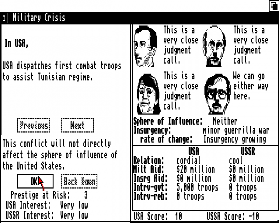 Balance Of Power: The 1990 Edition Screenshot 10 (Amiga 500)