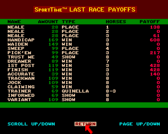Horse Racing Screenshot 14 (Amiga 500)