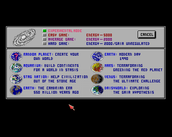 SimEarth Screenshot 7 (Amiga 500)