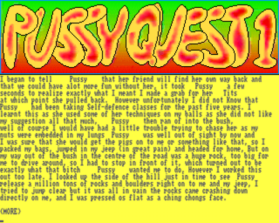 Pussy Quest 1: A Weekend In The Bush Screenshot 5 (Amiga 500)