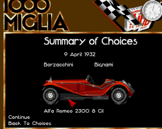 1000 Miglia 1927-1933 Volume 1 Screenshot 8 (Amiga 500)