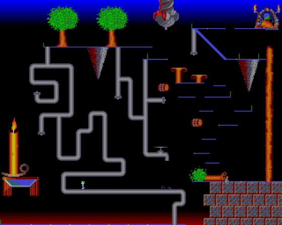 Lemmings Level Screenshot 5 (Amiga 500)