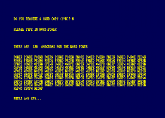 Anagram Screenshot 1 (Amstrad CPC464)