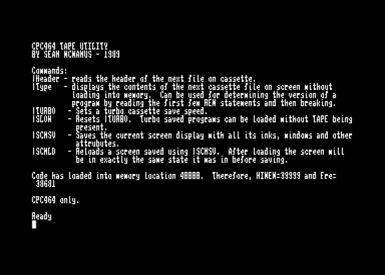 CPC464 Tape Utility Screenshot