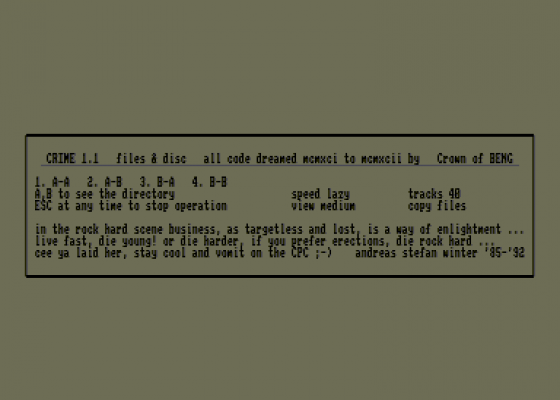 Crime 1.1 Screenshot 1 (Amstrad CPC464)