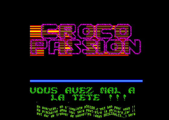 Croco Passion Demo 2 Screenshot 1 (Amstrad CPC464)