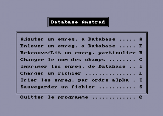 Database Amstrad Screenshot 1 (Amstrad CPC464)
