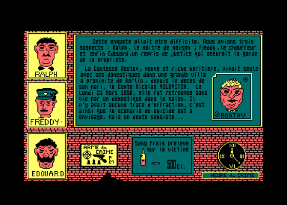 Detective - Enquete 1 - L'affaire Rostov Screenshot 5 (Amstrad CPC464)