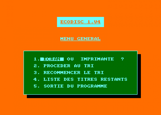Ecodisc 1.v4 Screenshot 1 (Amstrad CPC464)