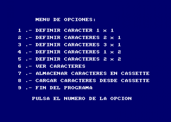 Editor Caracteres Screenshot 1 (Amstrad CPC464)