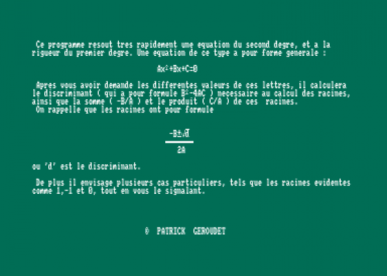 Equation Du Second Degre