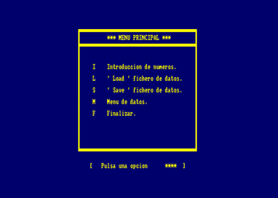 Estadistico De La Loteria Primitiva Screenshot 1 (Amstrad CPC464)