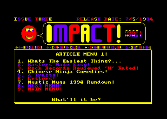 Impact Issue 3 Screenshot 5 (Amstrad CPC464)